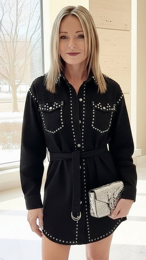 Vintage Street Style Studded Denim Jacket